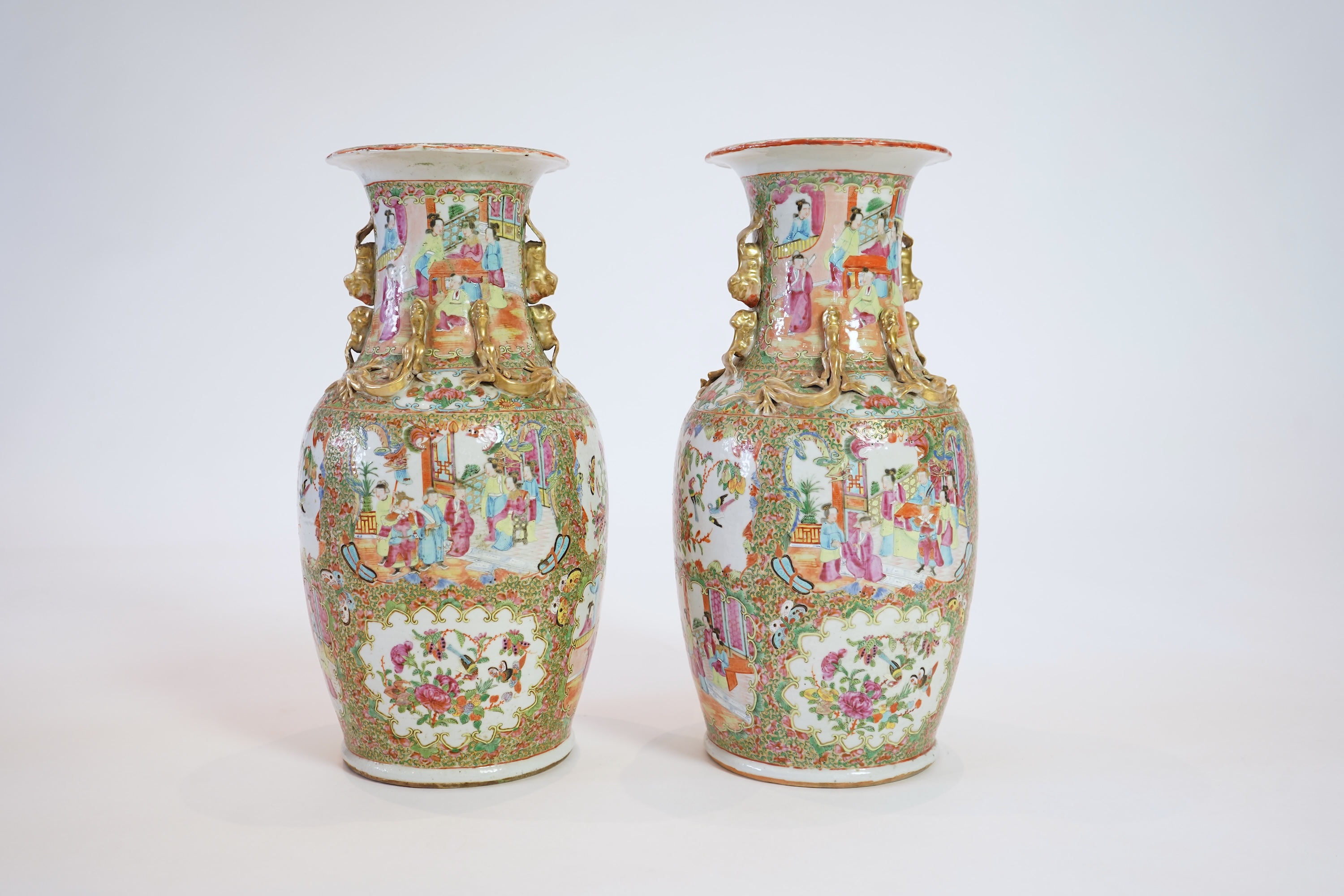 A pair of large Chinese famille rose vases, 19th century